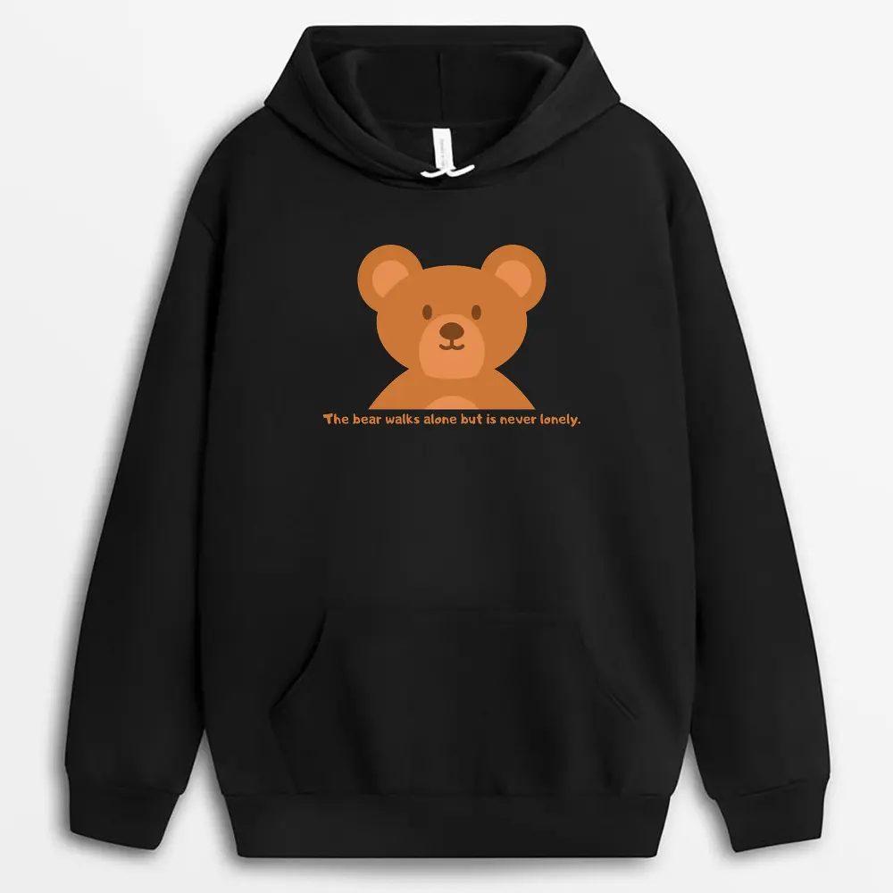 The Bear Walks Alone But Is Never Lonely Oggyxtee Hoodie - Black