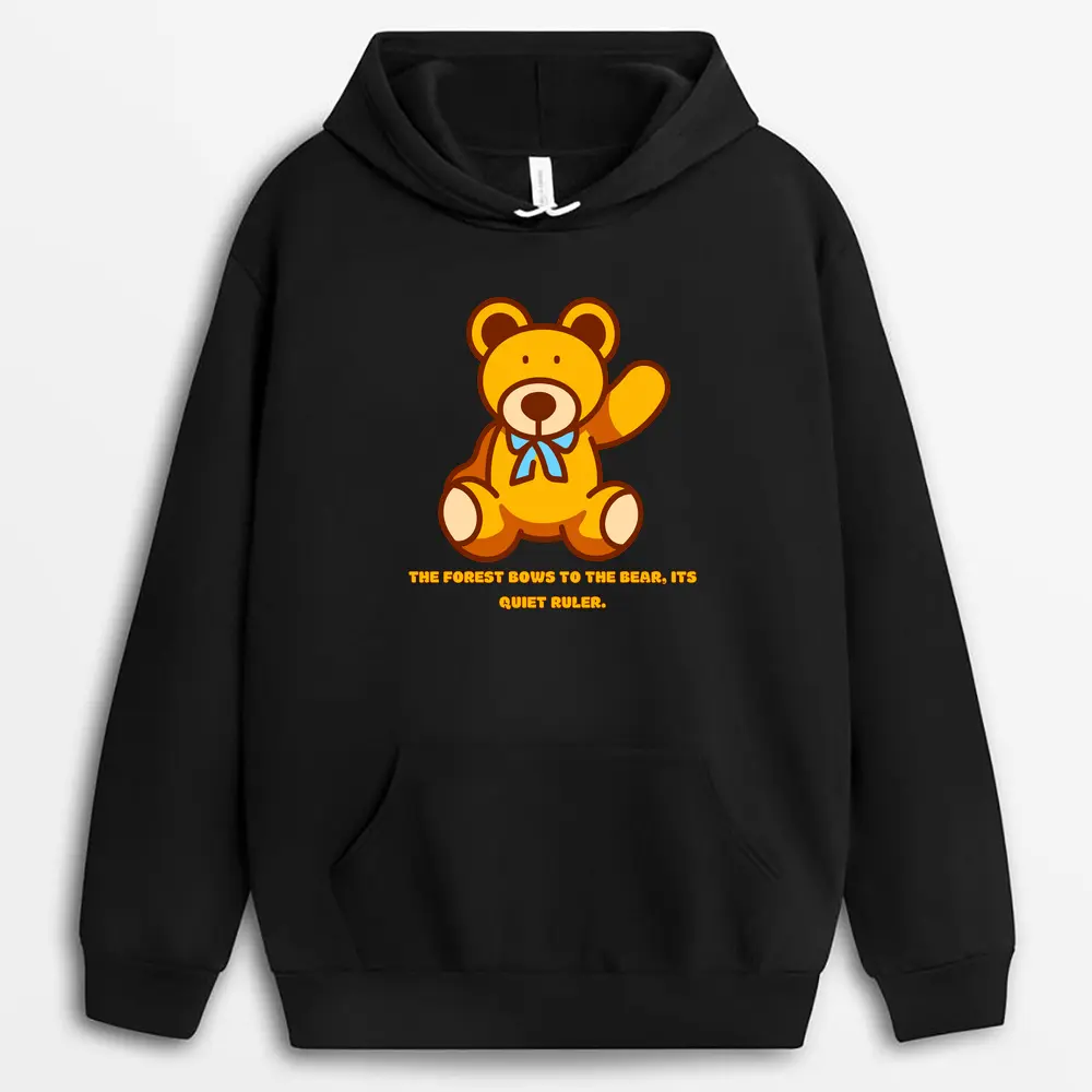 The Forest Bows To The Bear Its Quiet Ruler Oggyxtee Hoodie - Black