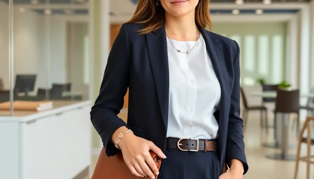 Mastering proportions with tailored high-rise pants.