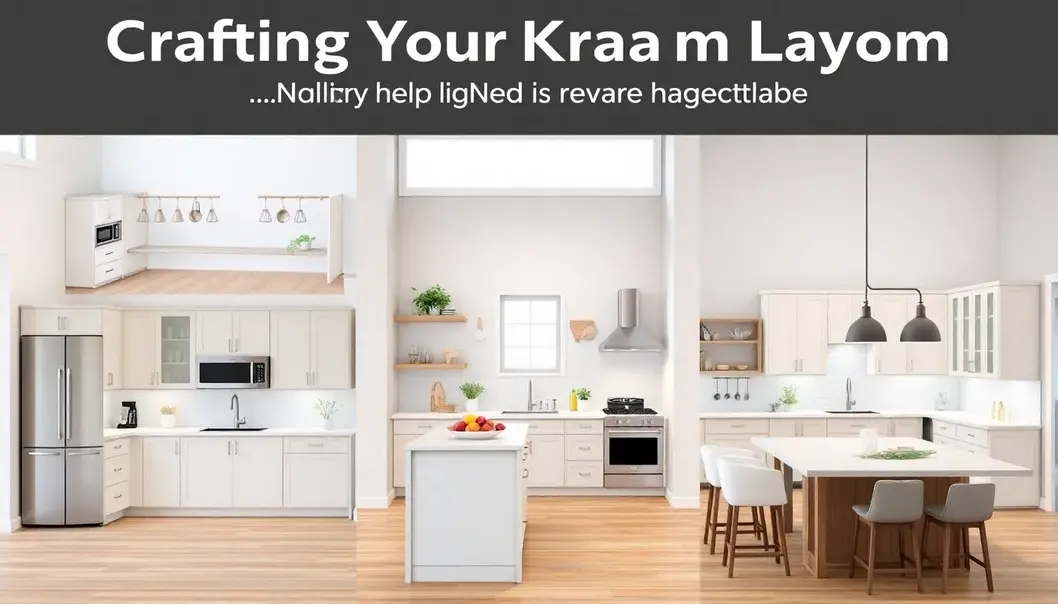Different kitchen layouts such as L-shaped, U-shaped, and open-concept, showcasing a blend of functionality and modern style.