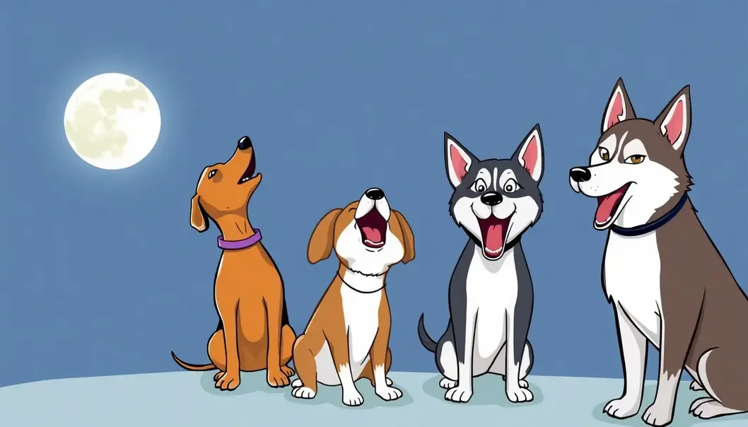 Beagles, Dachshunds, and Huskies in a noisy symphony.
